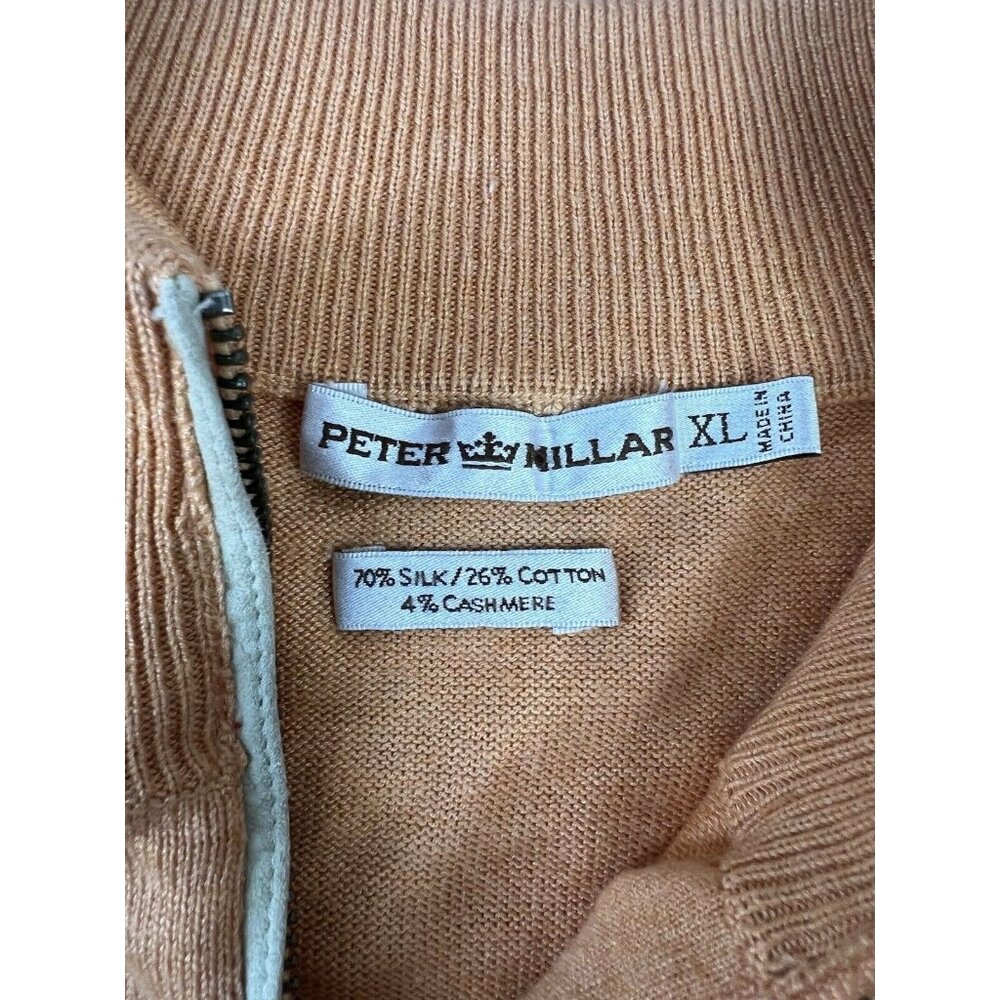 Peter Millar Sweater Mens Large Orange 1/4 Zip Pullover Cashmere Silk Cotton - Picture 10 of 12